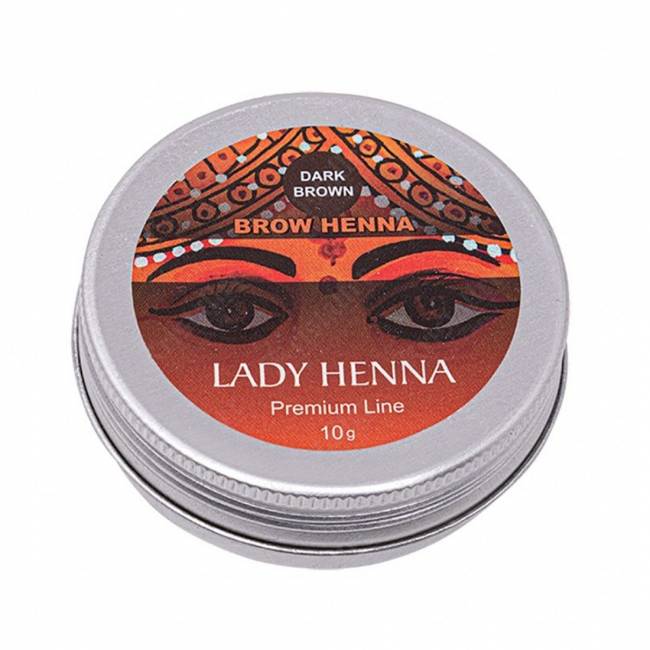 Краска для бровей на основе хны тёмно-коричневая, Lady Henna Premium Line Краска для бровей на основе хны тёмно-коричневая, Lady Henna Premium Line